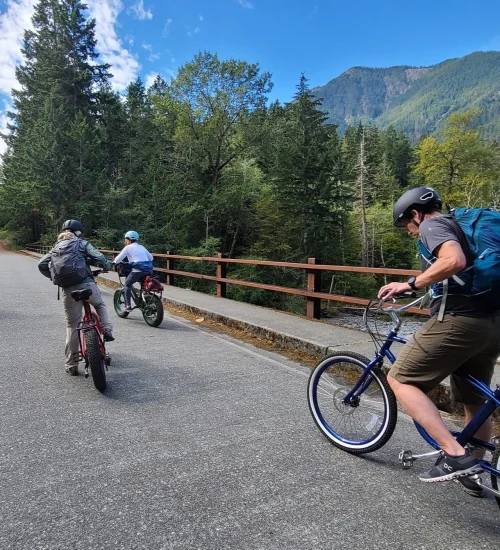 Ebike ride along Lake Crescent in the Olympic Natiomal Park near Elwha RV Park and Campground in Port Angeles WA
